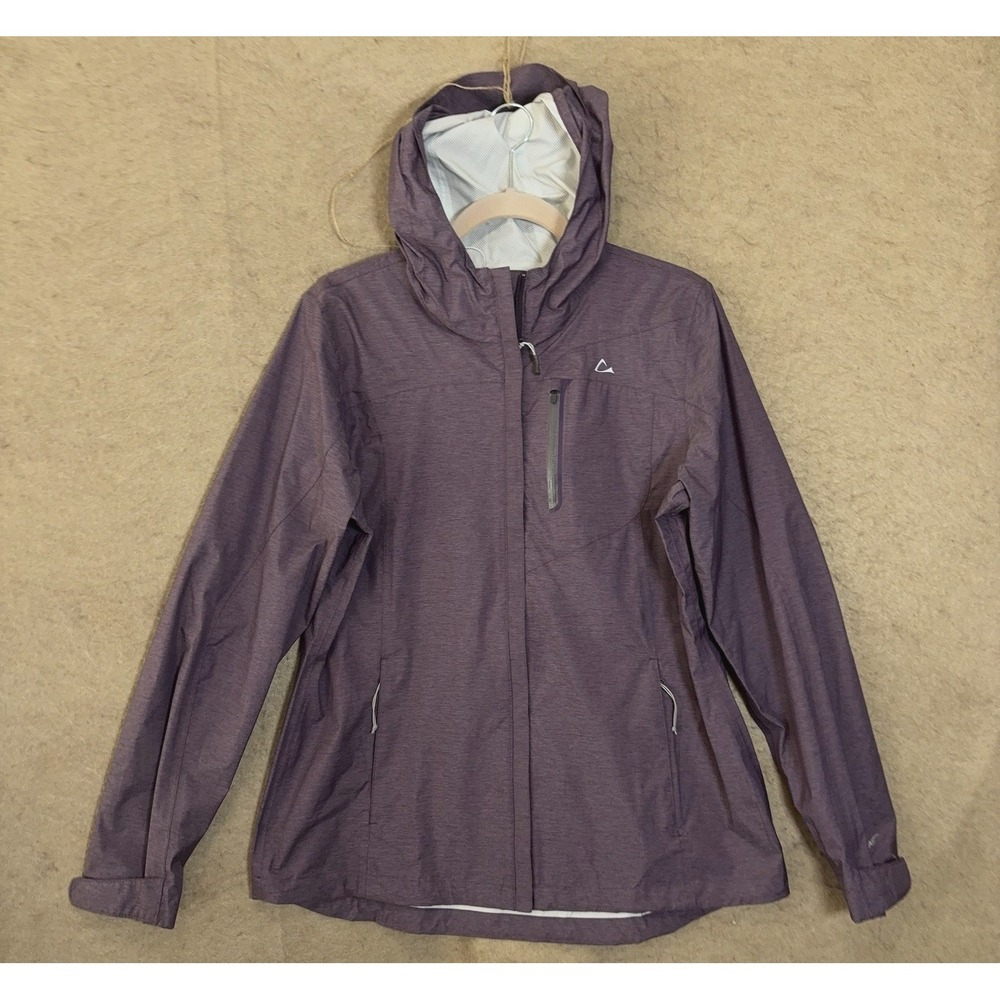 Paradox Hooded Rain Jacket Womens Sz L Purple Full Zip Lightweight Pockets